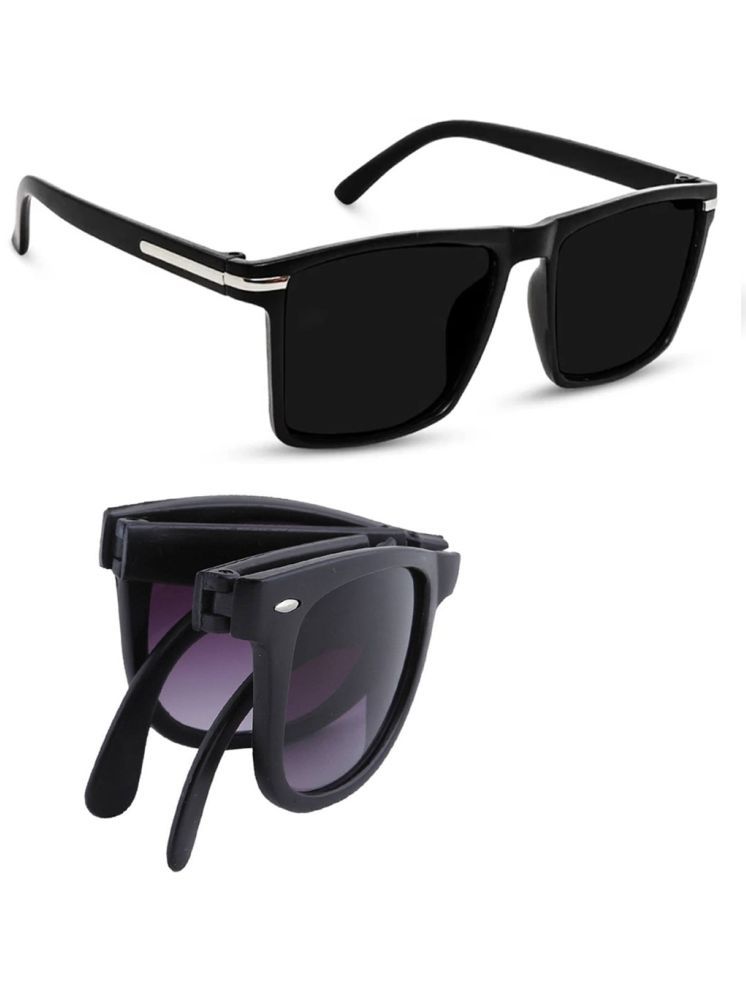     			Elligator Black Rectangular Sunglasses ( Pack of 2 )