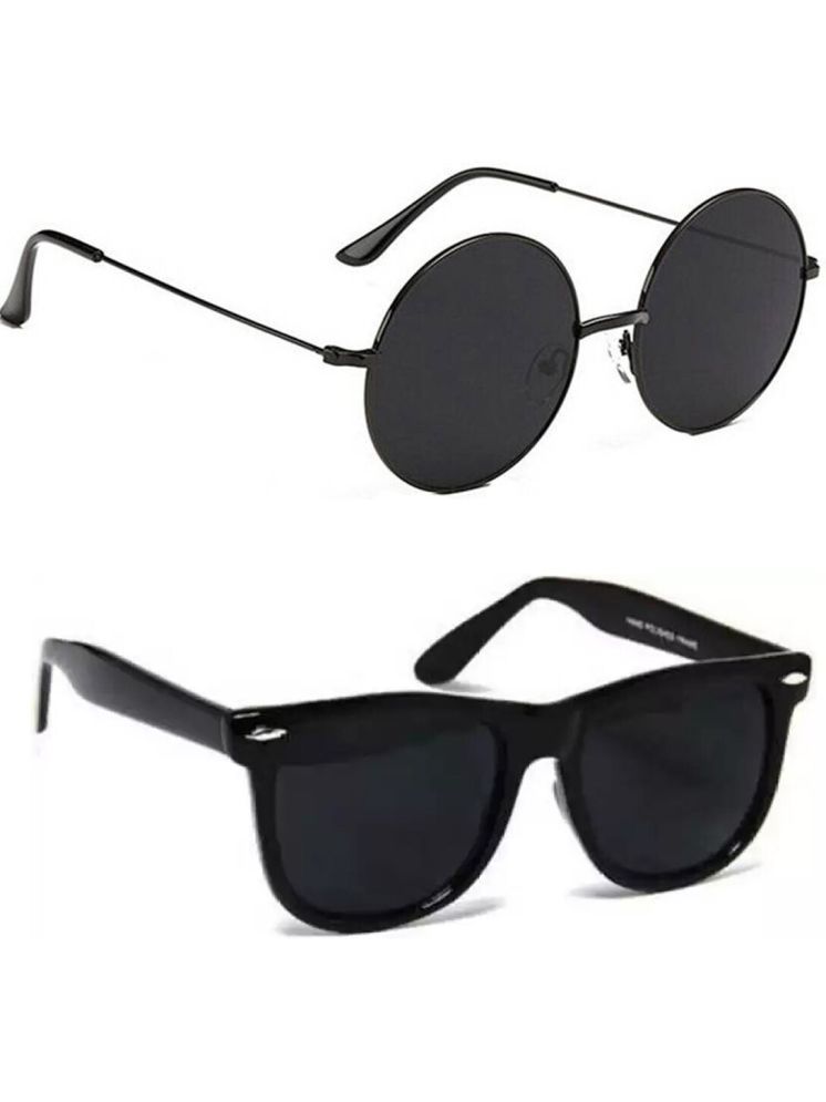     			Elligator Black Round Sunglasses ( Pack of 2 )