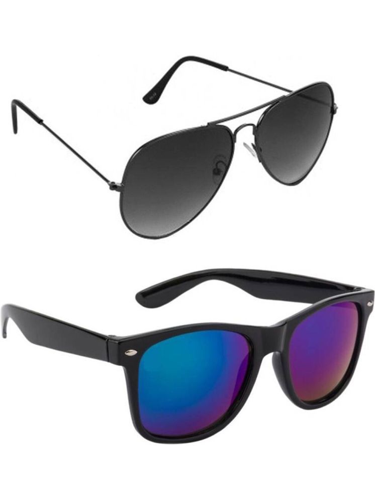     			Elligator Multicolor Rectangular Sunglasses ( Pack of 2 )