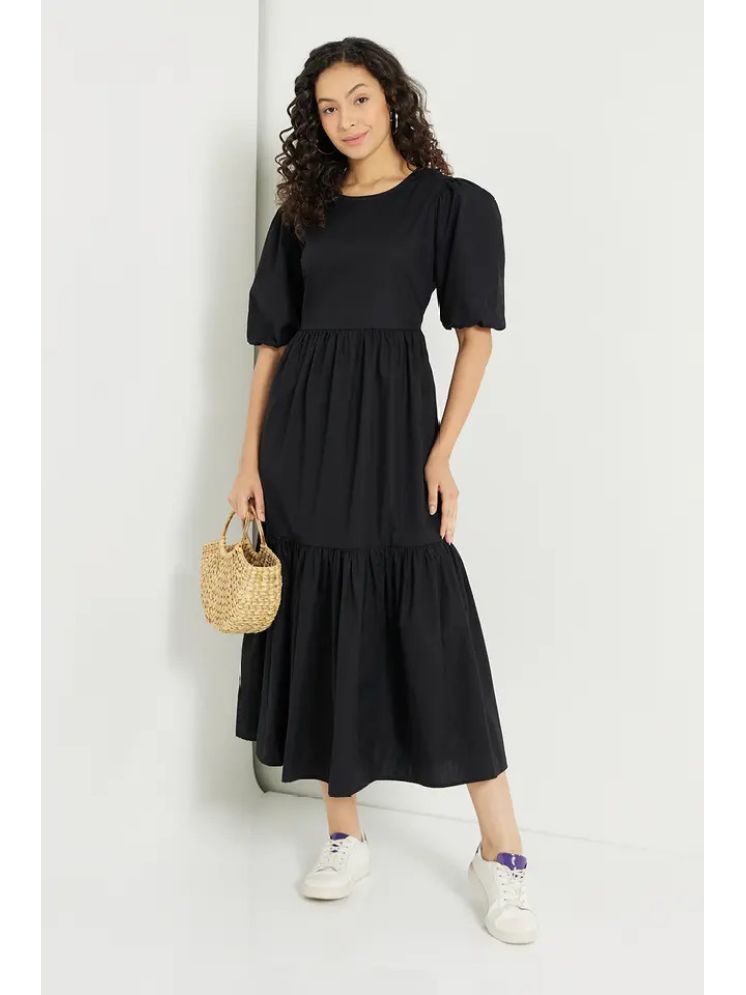     			Femvy Polyester Solid Ankle Length Women's Fit & Flare Dress - Black ( Pack of 1 )