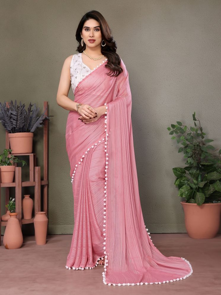     			Gazal Fashions Pack of 1 Polyester Embellished Saree With Blouse Piece ( Pink )