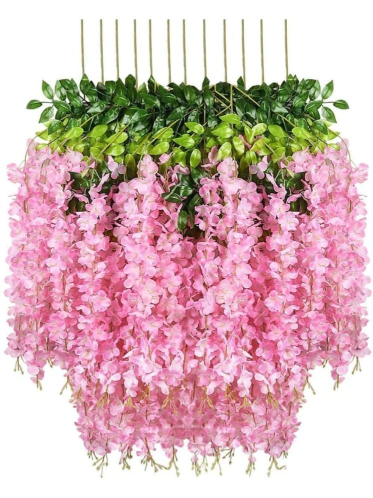     			Green plant indoor - Pink Wild Artificial Flowers Bunch ( Pack of 12 )