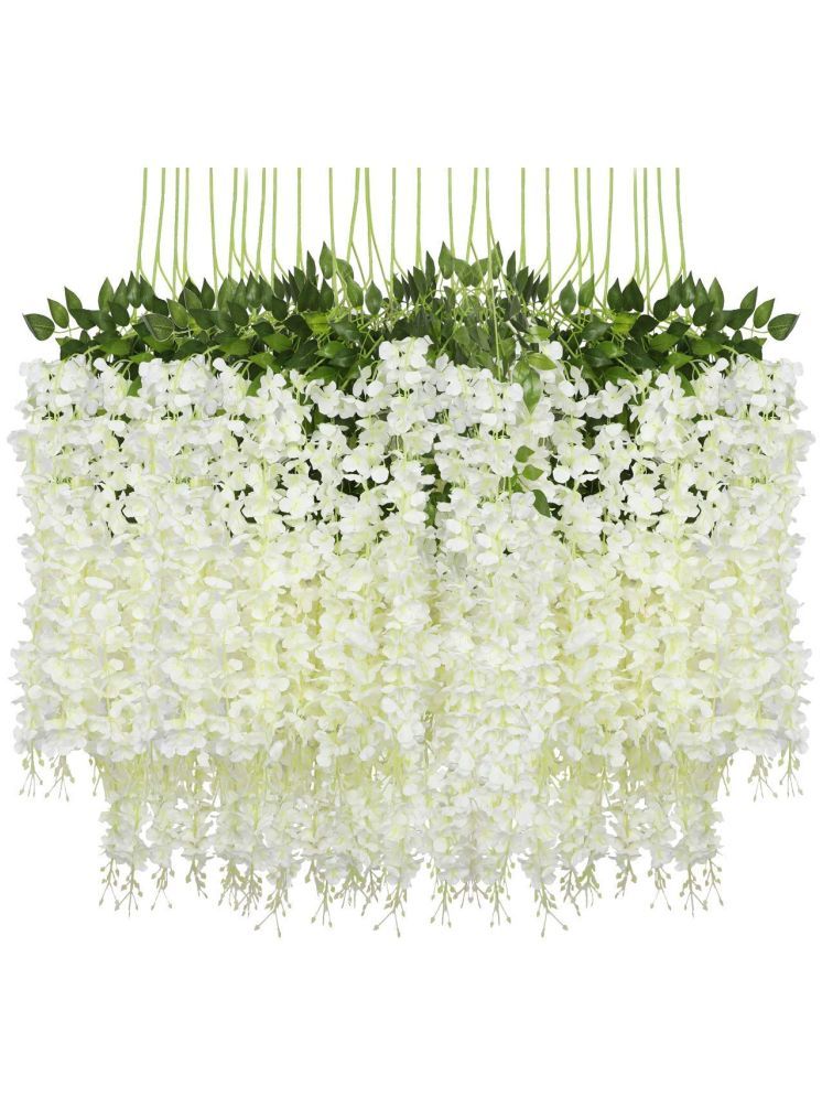     			Green plant indoor - White Wild Artificial Flowers Bunch ( Pack of 12 )