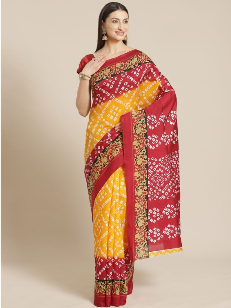     			Grubstaker Pack of 1 Art Silk Printed Saree With Blouse Piece ( Yellow )