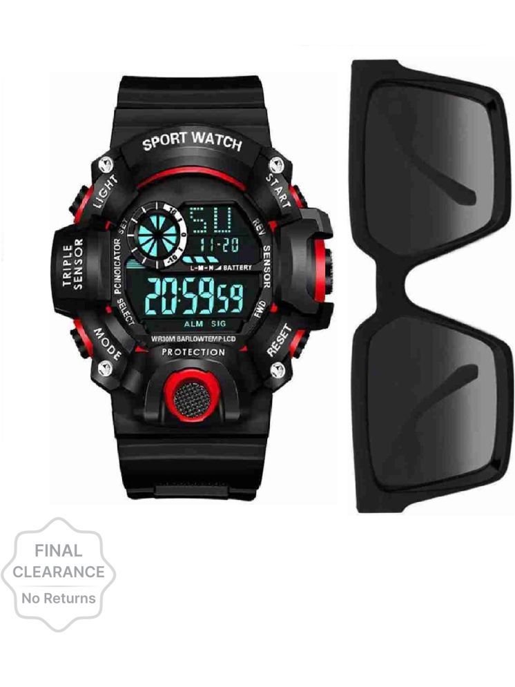     			PIRASO Black Resin Digital Men's Watch