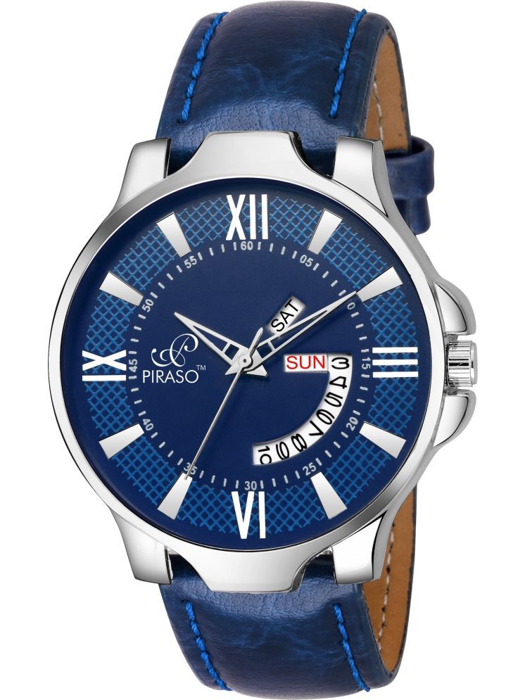     			PIRASO Blue PU Analog Men's Watch