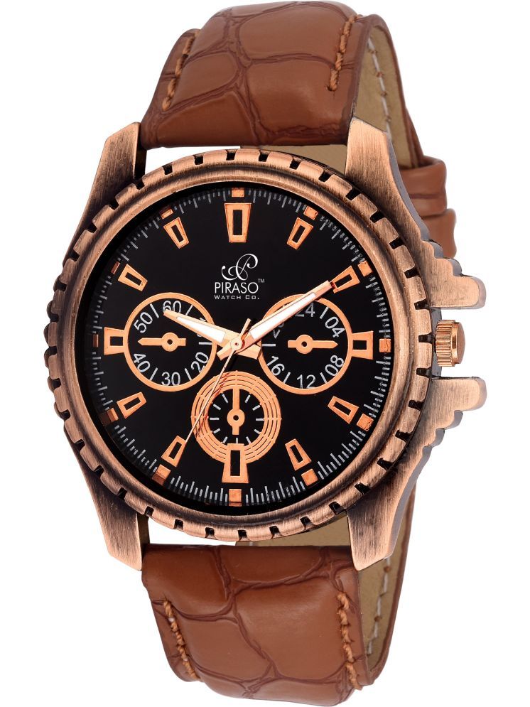     			PIRASO Brown PU Analog Men's Watch