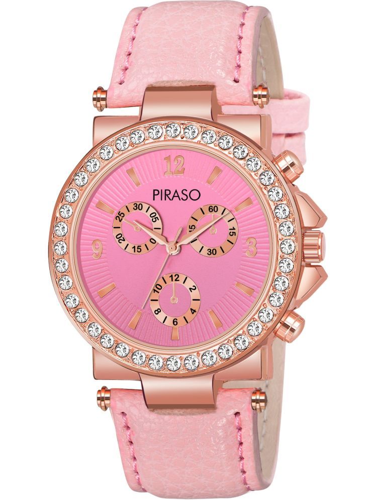     			PIRASO Pink Leather Analog Men's Watch