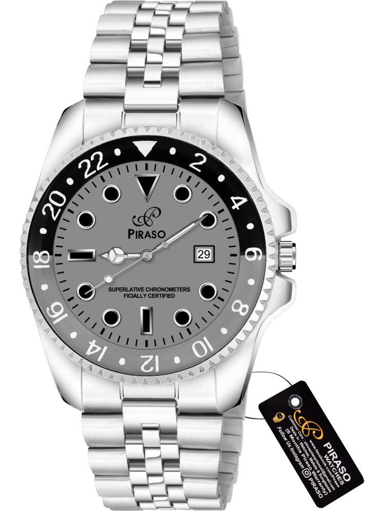     			PIRASO Silver Stainless Steel Analog Men's Watch