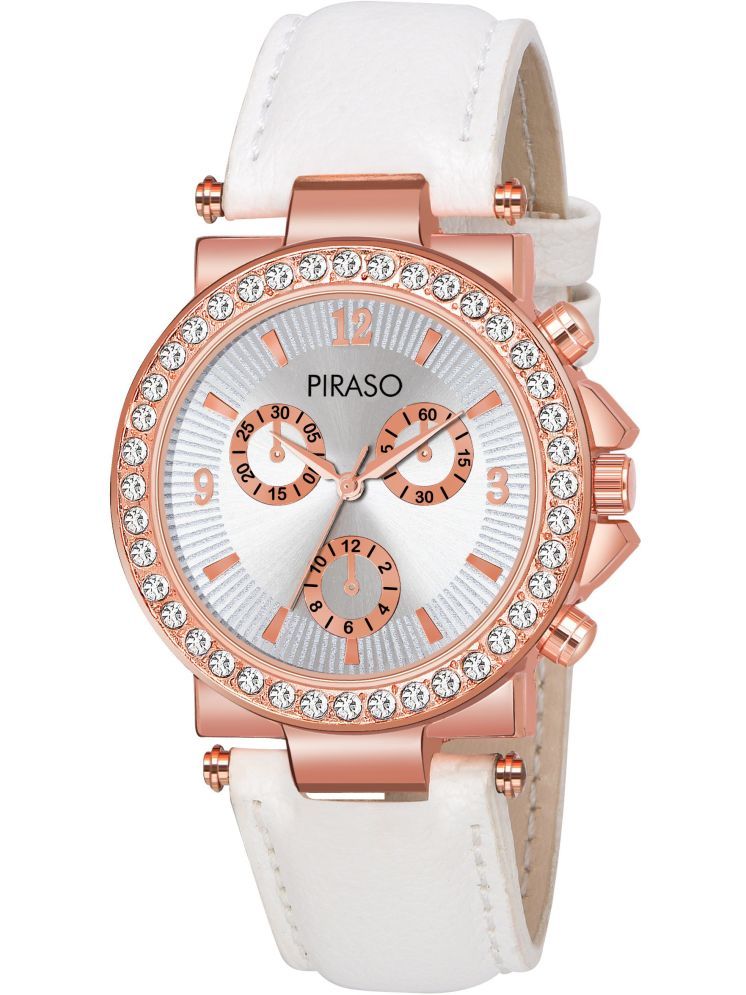     			PIRASO White Leather Analog Men's Watch