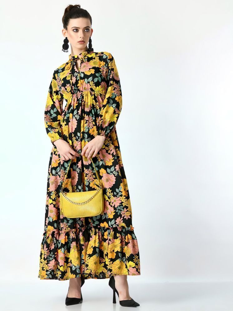     			RAIYANI FASHION Polyester Printed Full Length Women's Fit & Flare Dress - Yellow ( Pack of 1 )