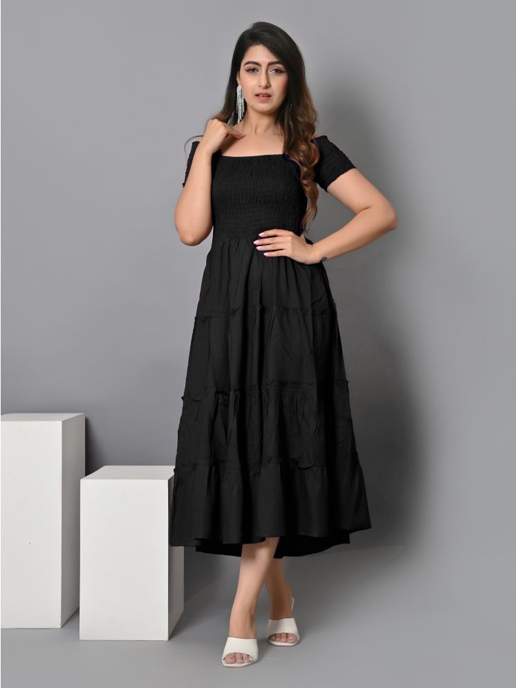     			RAIYANI FASHION Polyester Solid Ankle Length Women's Fit & Flare Dress - Black ( Pack of 1 )