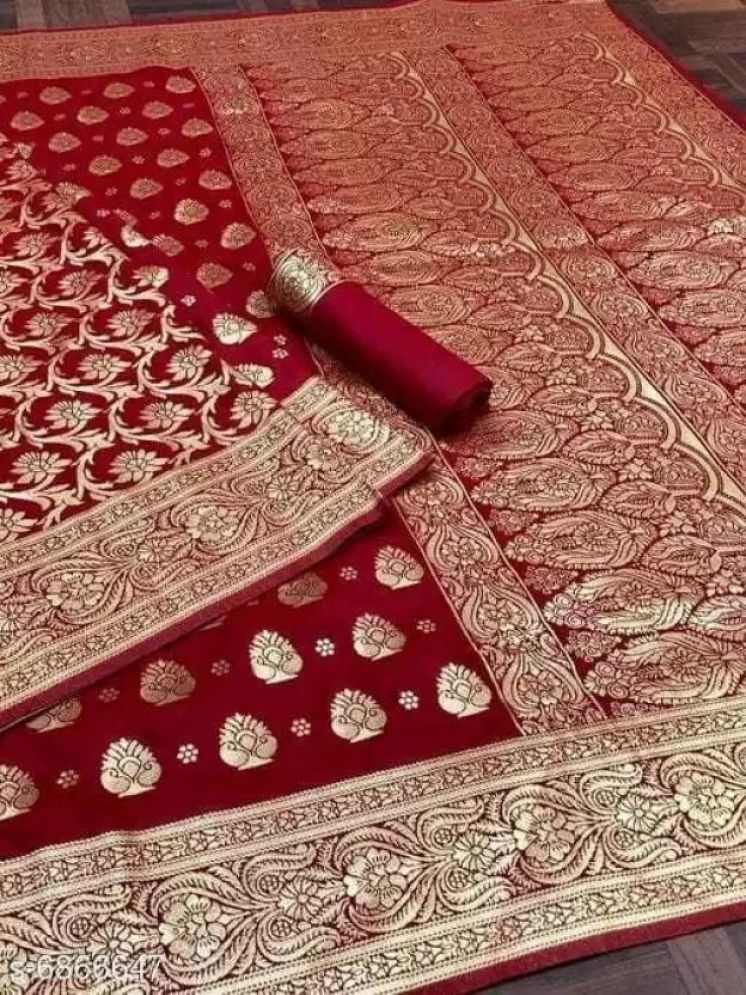     			Saadhvi Pack of 1 Silk Woven Saree With Blouse Piece ( Maroon )