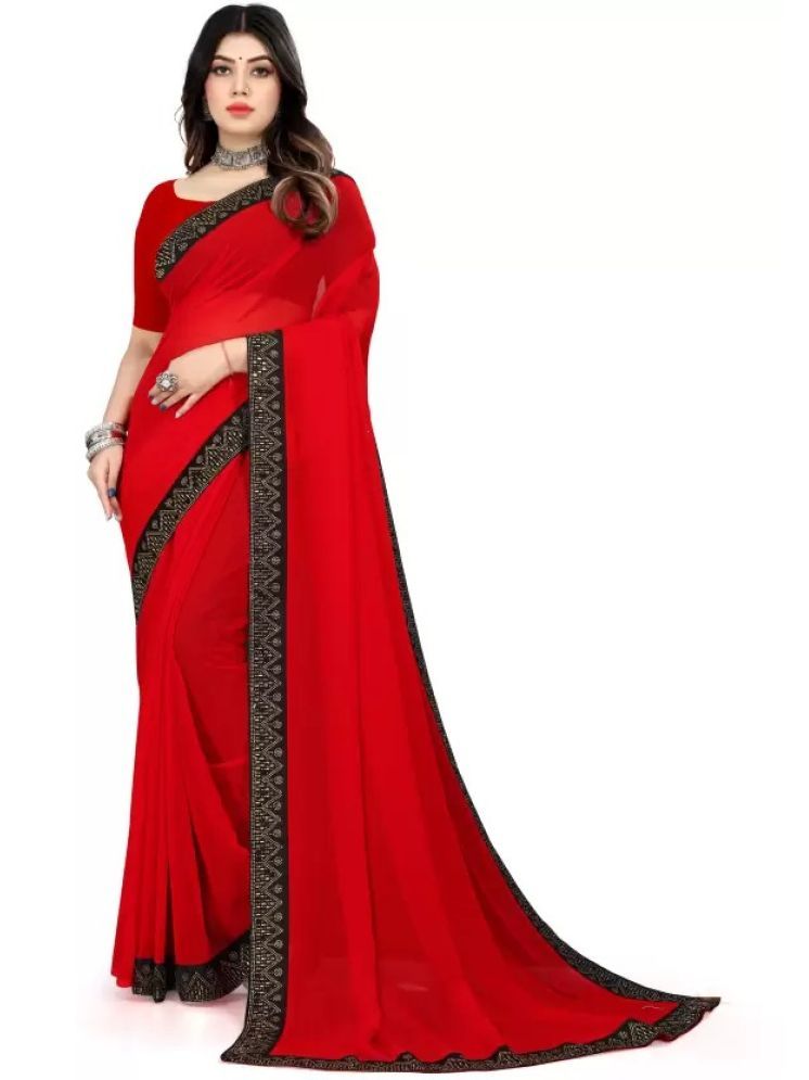     			Samai Pack of 1 Georgette Embellished Saree With Blouse Piece ( Red )