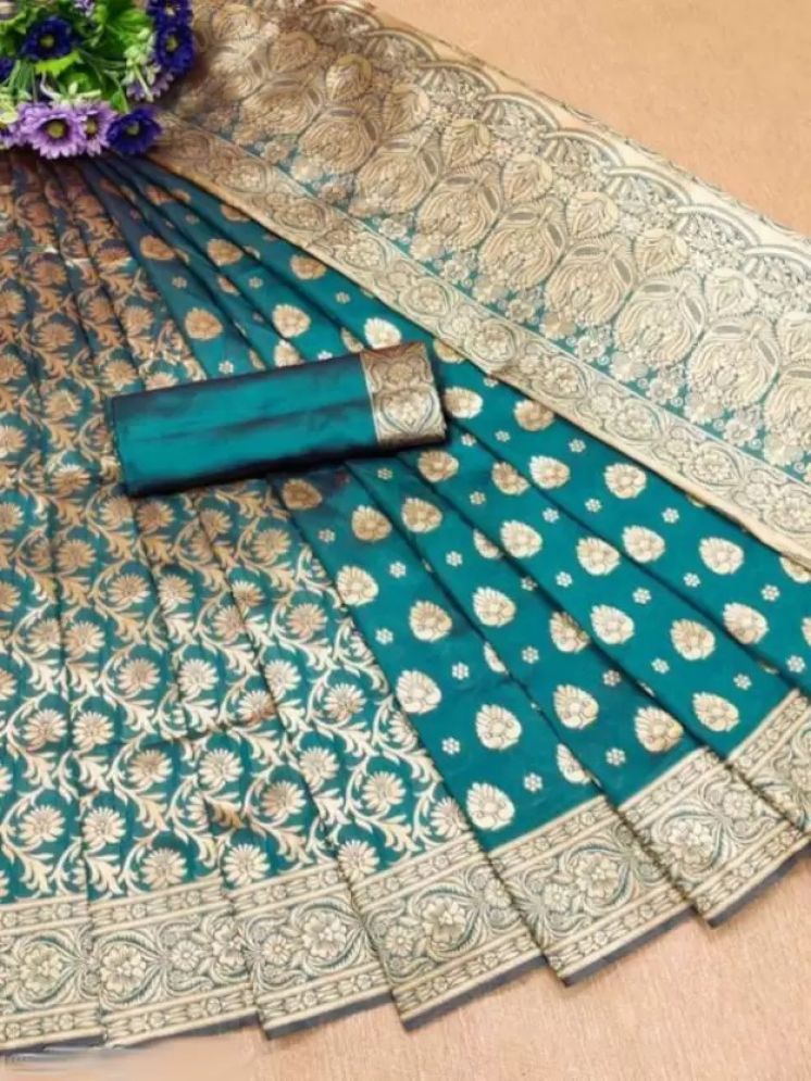     			Samai Pack of 1 Silk Woven Saree With Blouse Piece ( Rama )