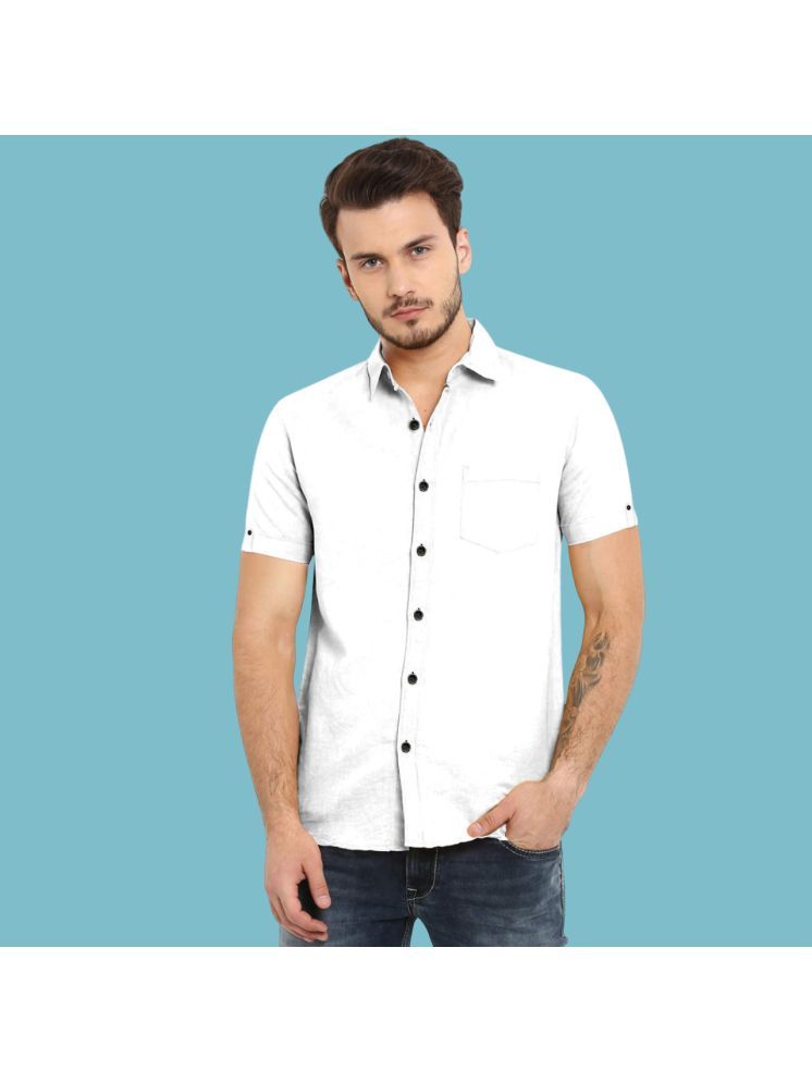     			VTEXX Cotton Blend Regular Fit Solids Half Sleeves Men's Casual Shirt - White ( Pack of 1 )