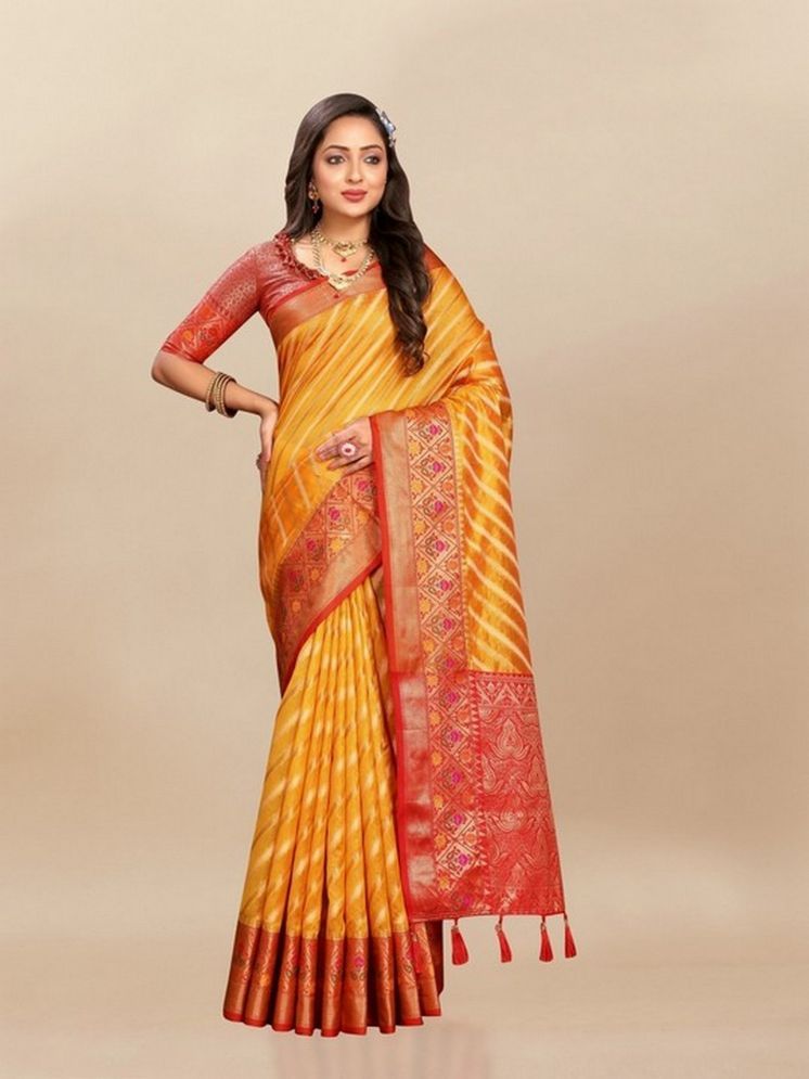     			Varni Fabrics Pack of 1 Silk Woven Saree With Blouse Piece ( Yellow )