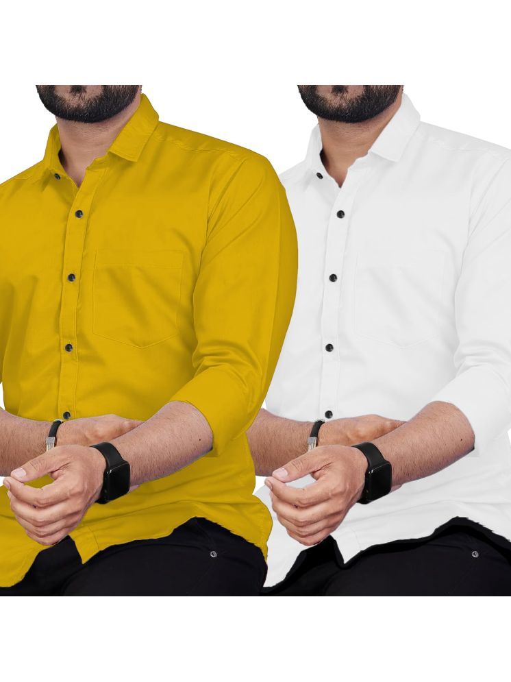     			Vida Loca Cotton Blend Slim Fit Solids Full Sleeves Men's Casual Shirt - Yellow ( Pack of 2 )