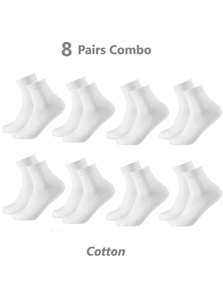     			Aiden's Collection Pack of 8 Men's Cotton Ankle Length Socks ( White )