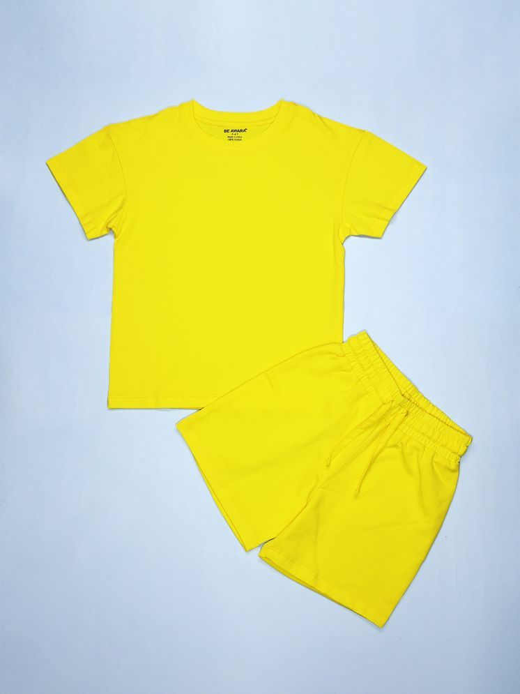     			Be Awara Pack of 1 Baby Boys Cotton T-Shirts & Shorts Set ( Yellow )