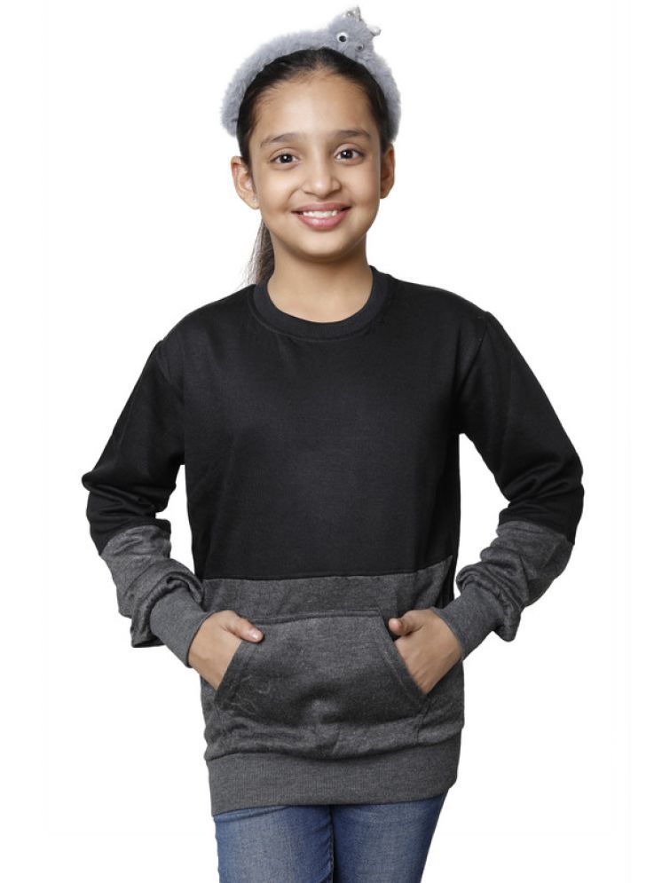     			IndiWeaves Pack of 1 Girls Fleece Sweatshirt ( Black )