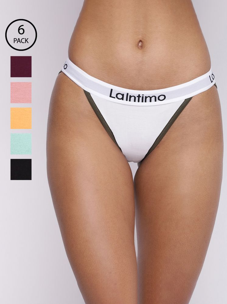     			La Intimo Pack of 6 Cotton Crotchless For Women ( Multicolor2 )