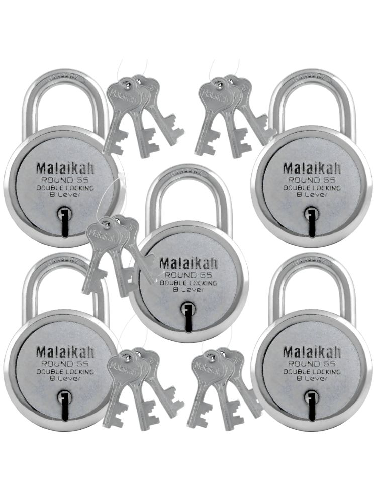     			Malaikah Round 65mm Double Locking 8 Lever Comes With 3 Keys Pack Of 5