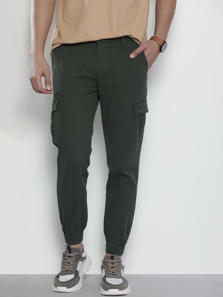     			The Indian Garage Co. Slim Flat Men's Cargos - Dark Green ( Pack of 1 )