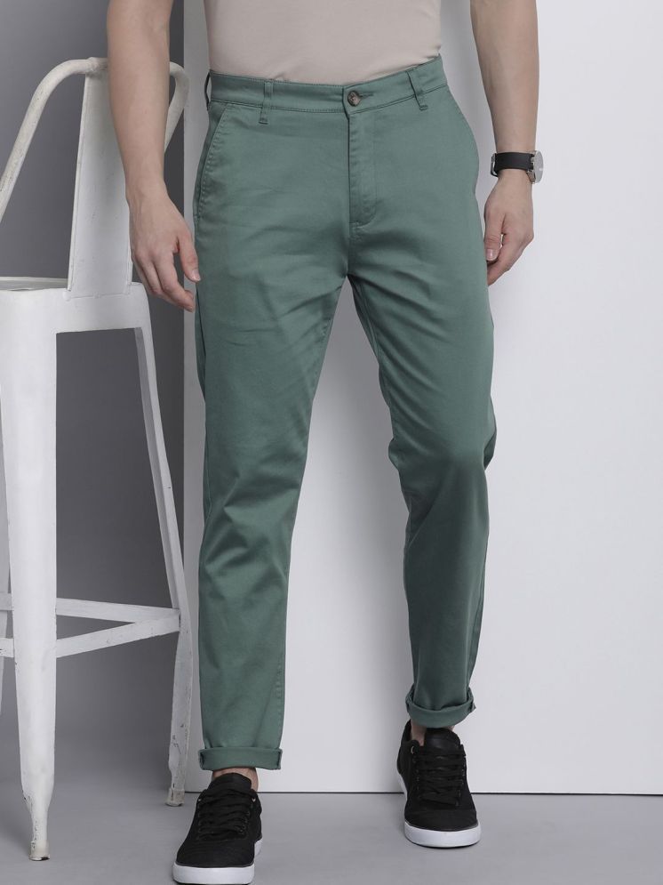     			The Indian Garage Co. Slim Flat Men's Chinos - Green ( Pack of 1 )