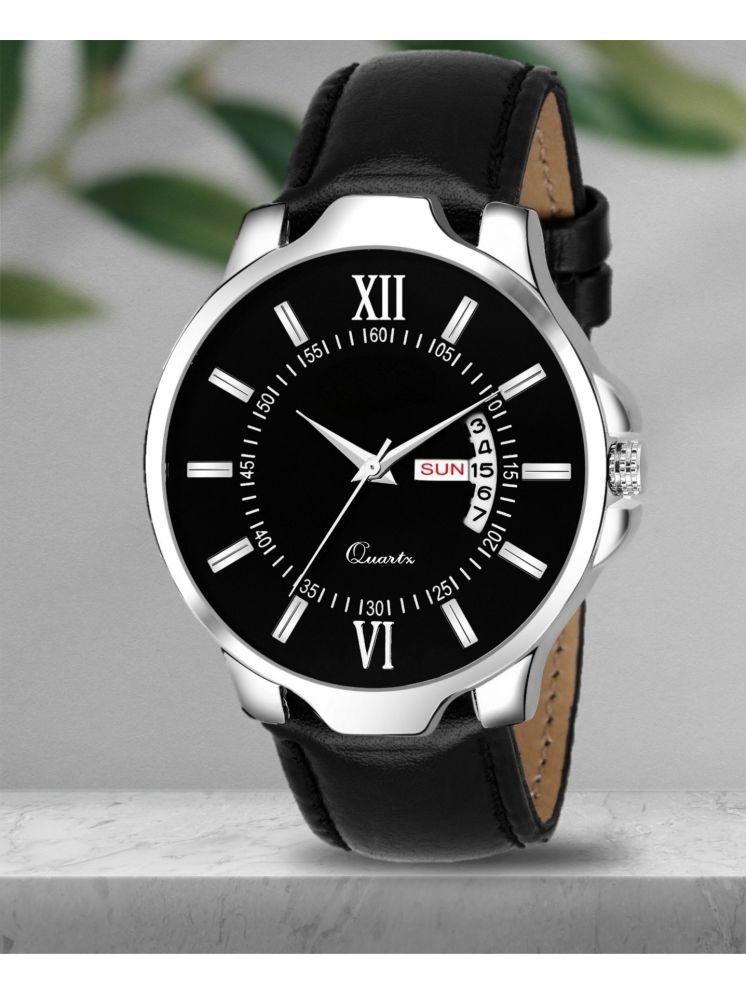     			Trex Black PU Analog Men's Watch