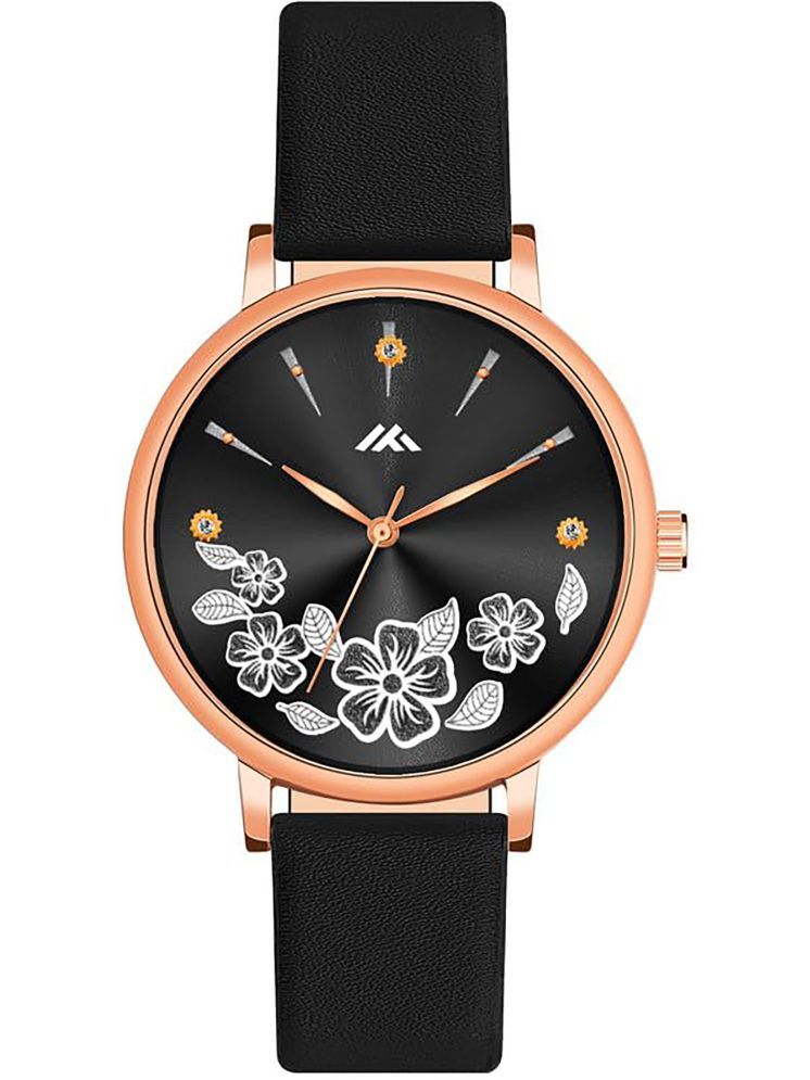     			Trex Black PU Analog Womens Watch