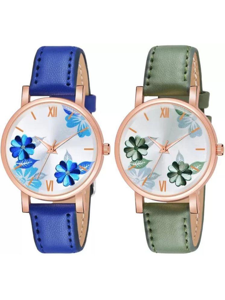     			Trex Blue PU Analog Womens Watch