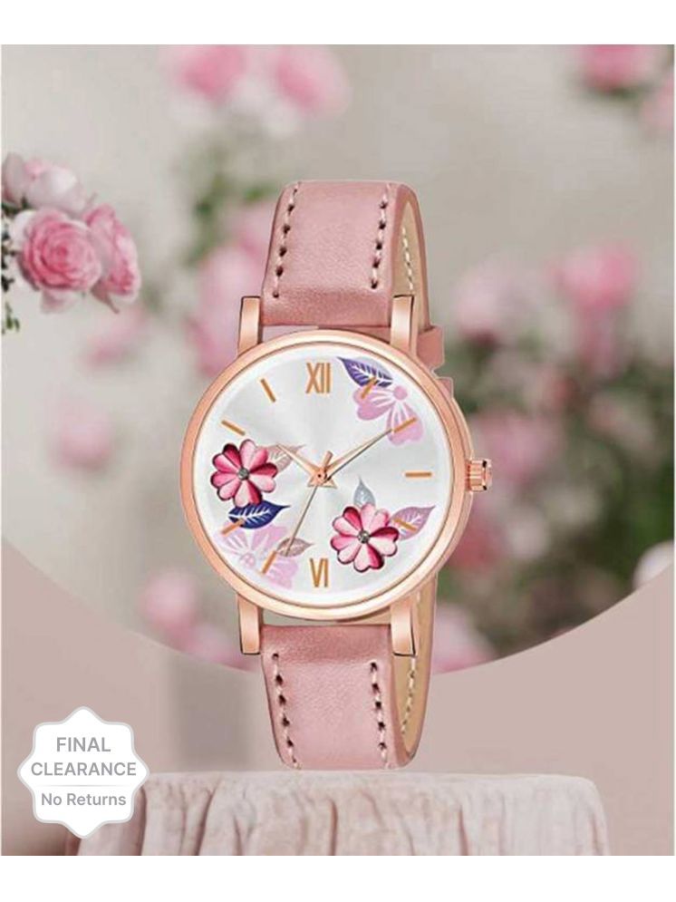     			Trex Pink PU Analog Womens Watch