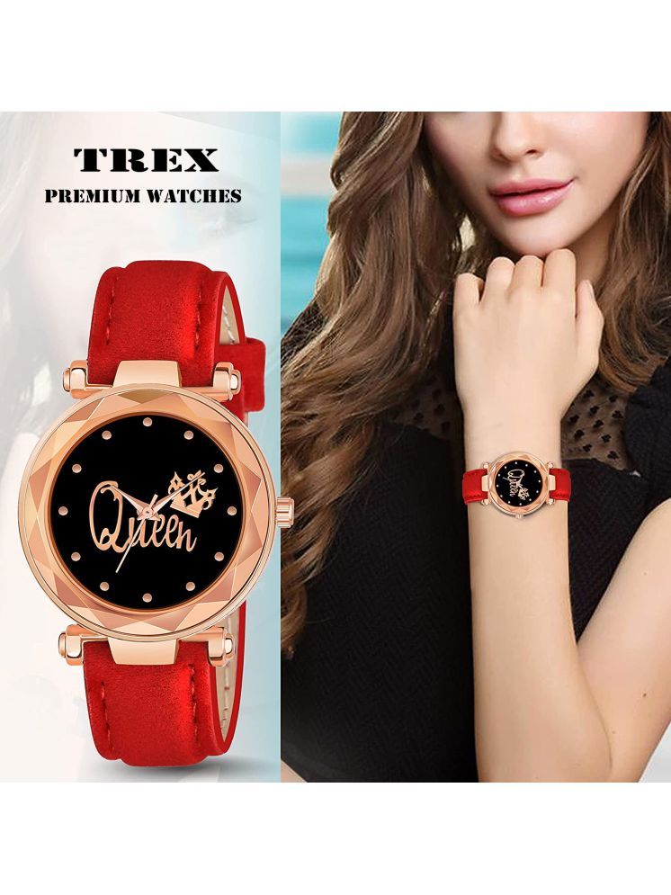     			Trex Red PU Analog Womens Watch