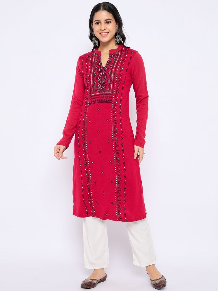     			VIAZAA Pack of 1 Acrylic Printed A-line Women's Kurti - ( Pink )