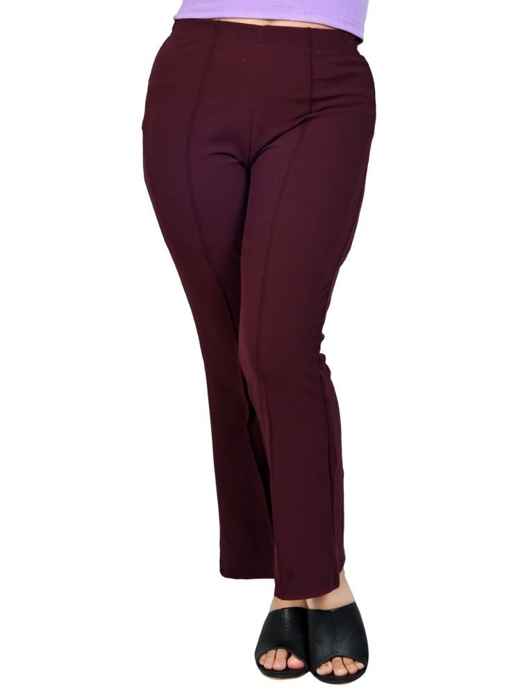     			woodzon Pack of 1 Cotton Blend Straight Women's Palazzos ( Wine )