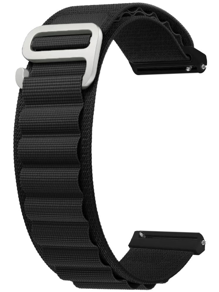     			ACM Watch Strap Nylon 20mm compatible with Fastrack Noir Pro Smartwatch Sports Hook Band Black