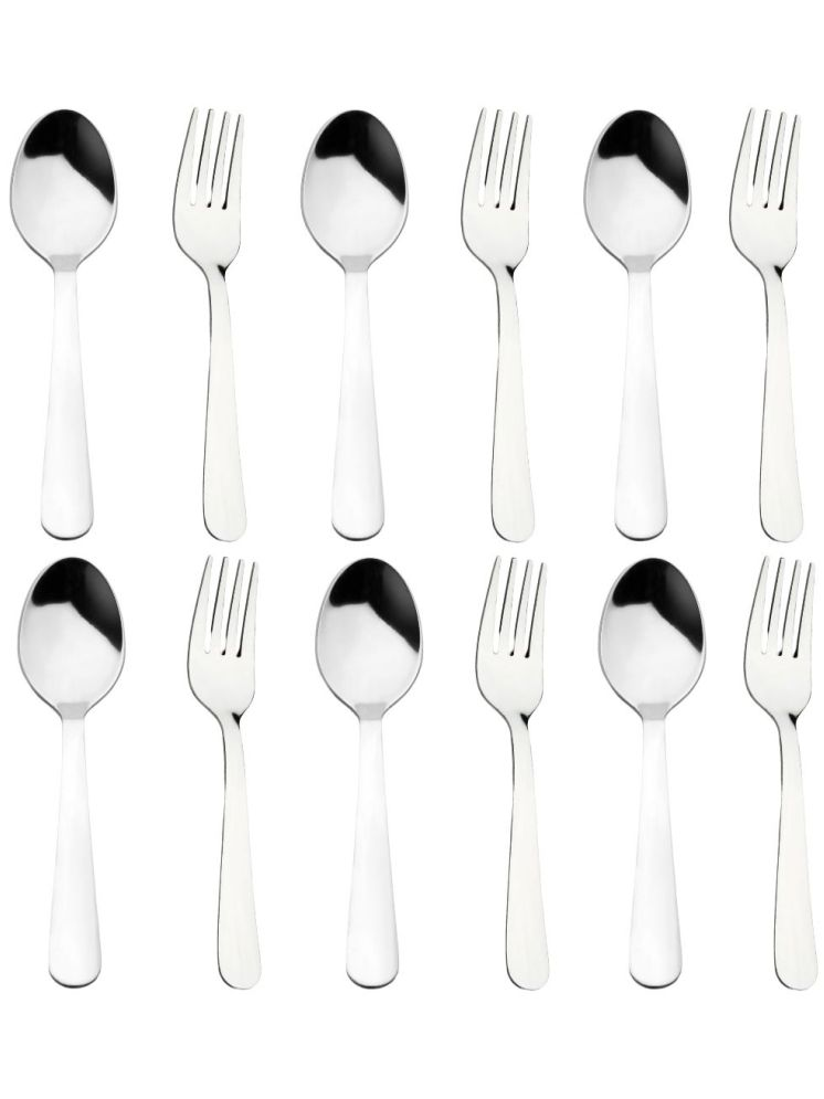     			Cutlux Cutlery Set Stainless Steel Plain Cutlery Set Silver ( Pack of 12 )