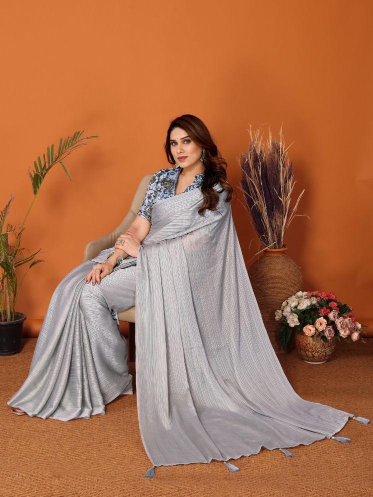     			DIKONA DESIGNER Pack of 1 Chiffon Solid Saree With Blouse Piece ( Grey )