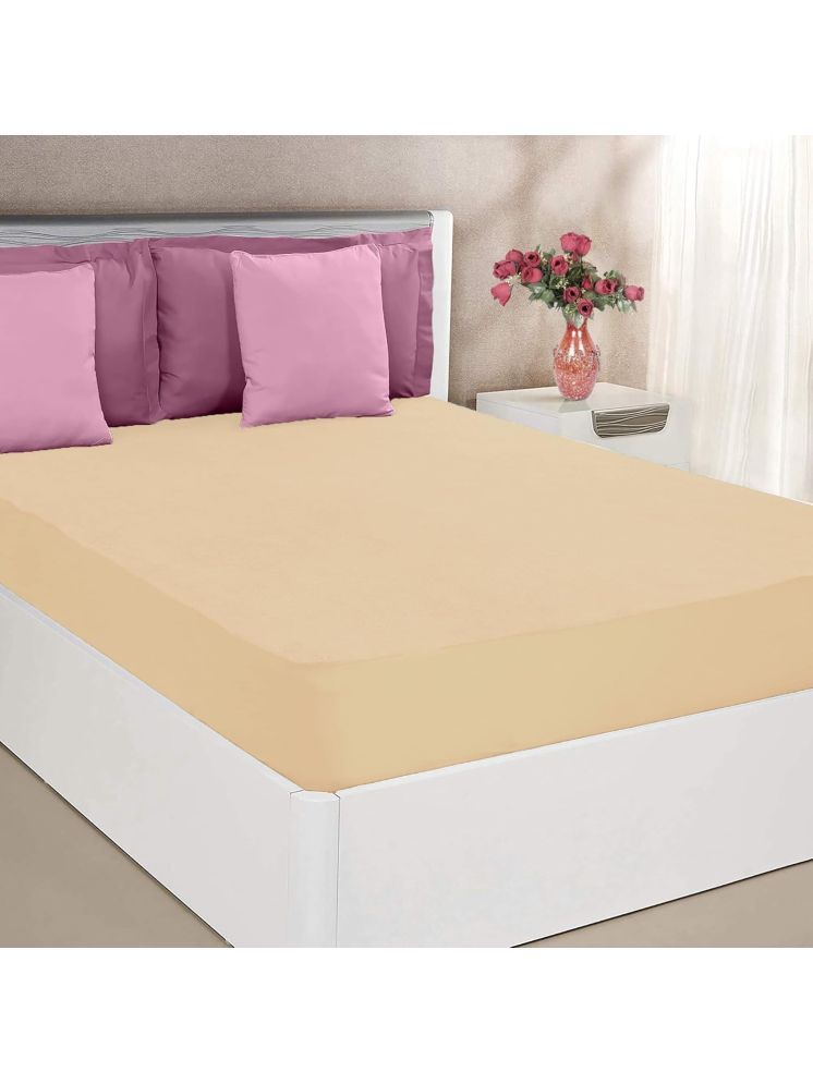     			GURU SALES - Cotton Terry Water Proof Double King Size Mattress Protector - 198 cm (78") x 183 cm (72") - Beige