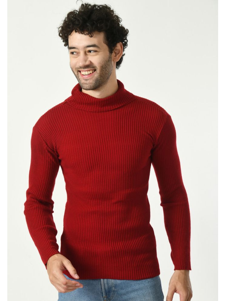     			IndiWeaves Woollen High Neck Men's Full Sleeves Pullover Sweater - Maroon ( Pack of 1 )