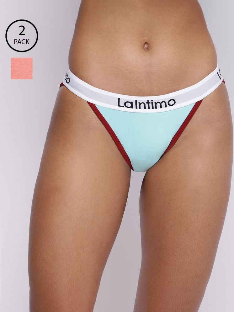     			La Intimo Pack of 2 Cotton Lycra Briefs For Women ( Multicolor4 )