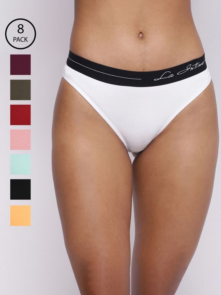     			La Intimo Pack of 8 Cotton Lycra Briefs For Women ( Multicolor12 )