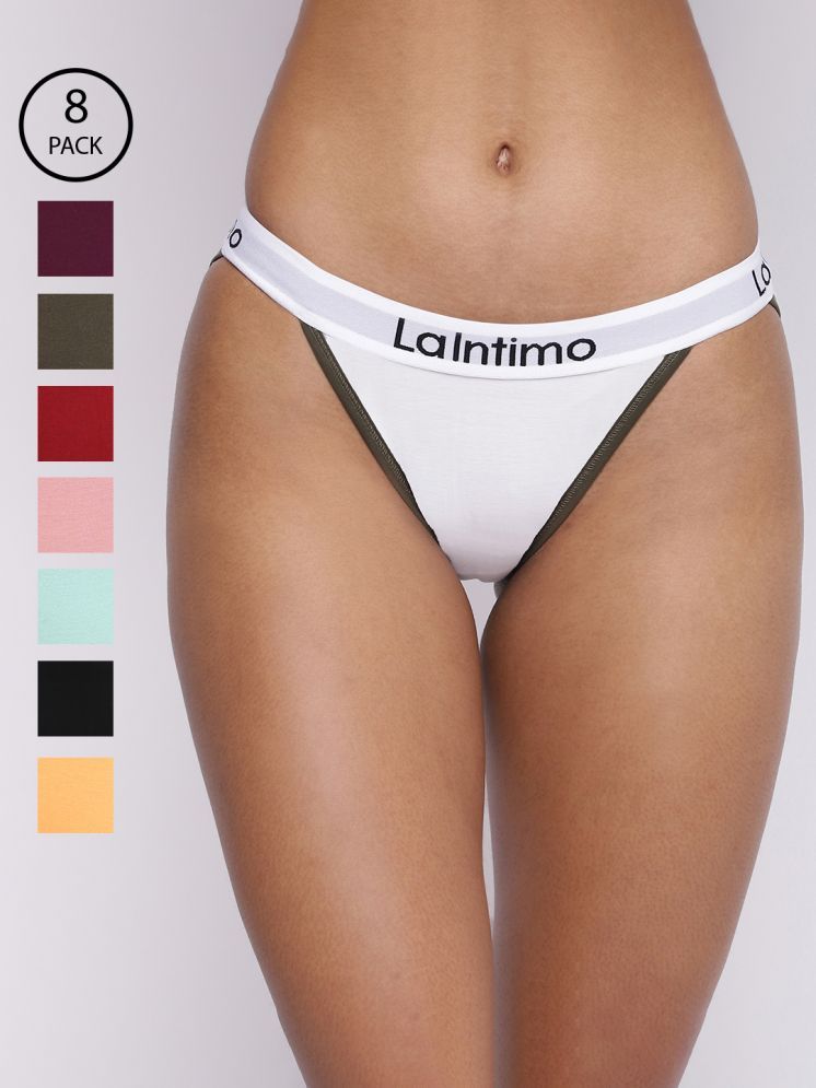     			La Intimo Pack of 8 Cotton Lycra Briefs For Women ( Multicolor )