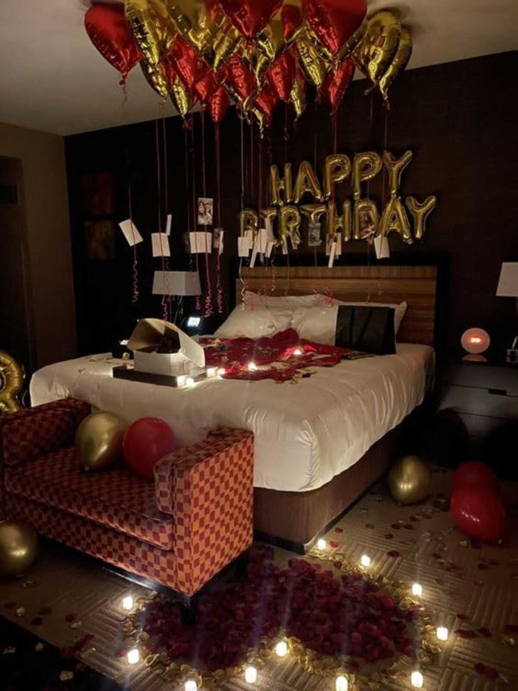     			PartyBooms Happy Birthday Gold Foil, 10 Red & 10 Gold Heart Foil, 10 Red, 10 Gold Metalic Balloons Pack of 41