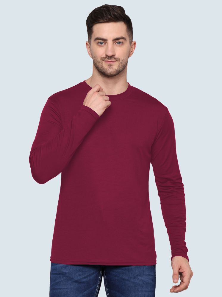     			TQH Polyester Regular Fit Solid Full Sleeves Men's Round T-Shirt - Maroon ( Pack of 1 )