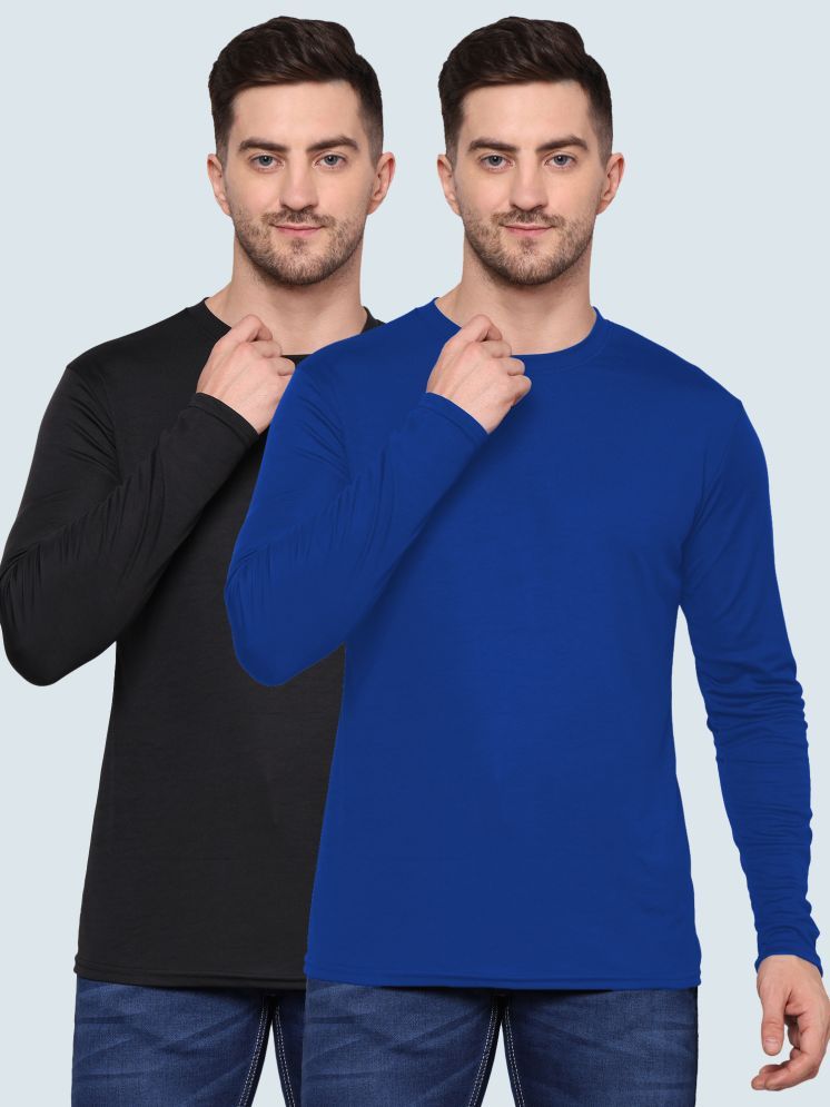     			TQH Polyester Regular Fit Solid Full Sleeves Men's Round T-Shirt - Multicolor4 ( Pack of 2 )