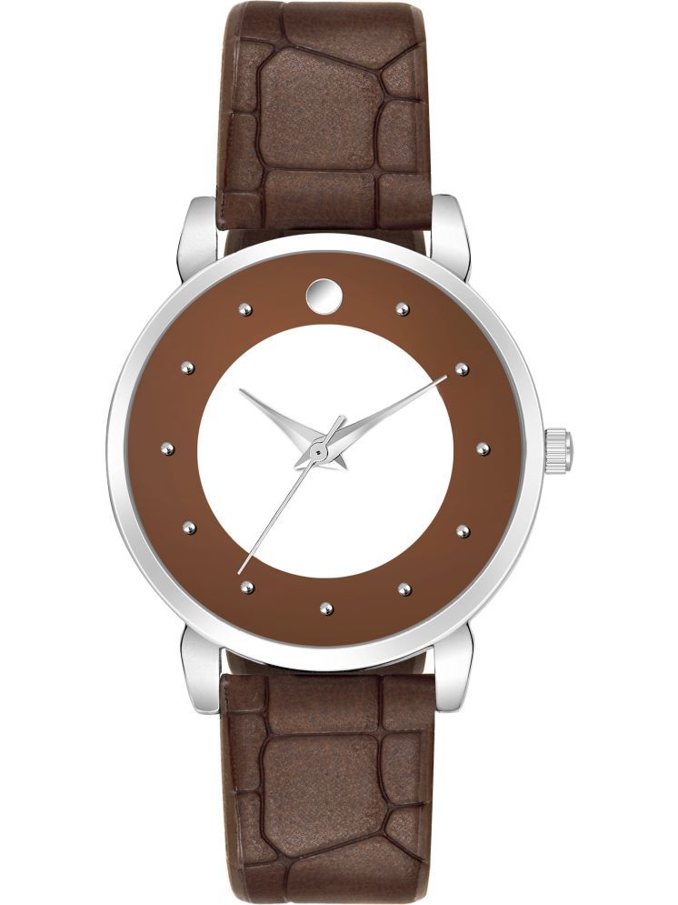     			Trex Brown PU Analog Womens Watch