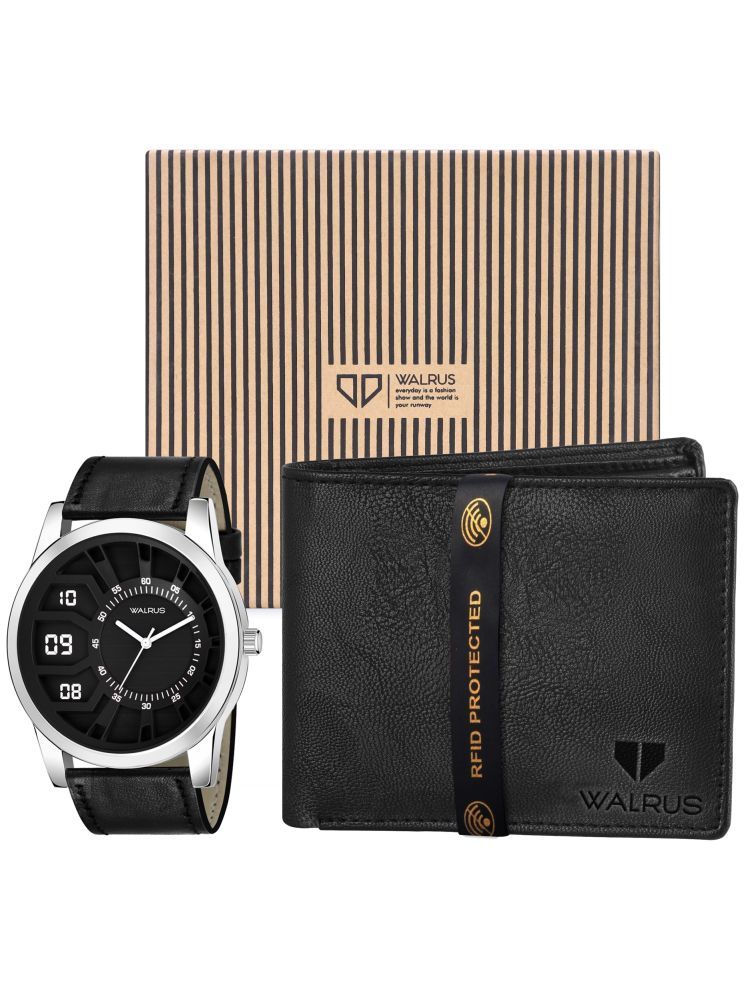     			Walrus Black PU Analog Men's Watch