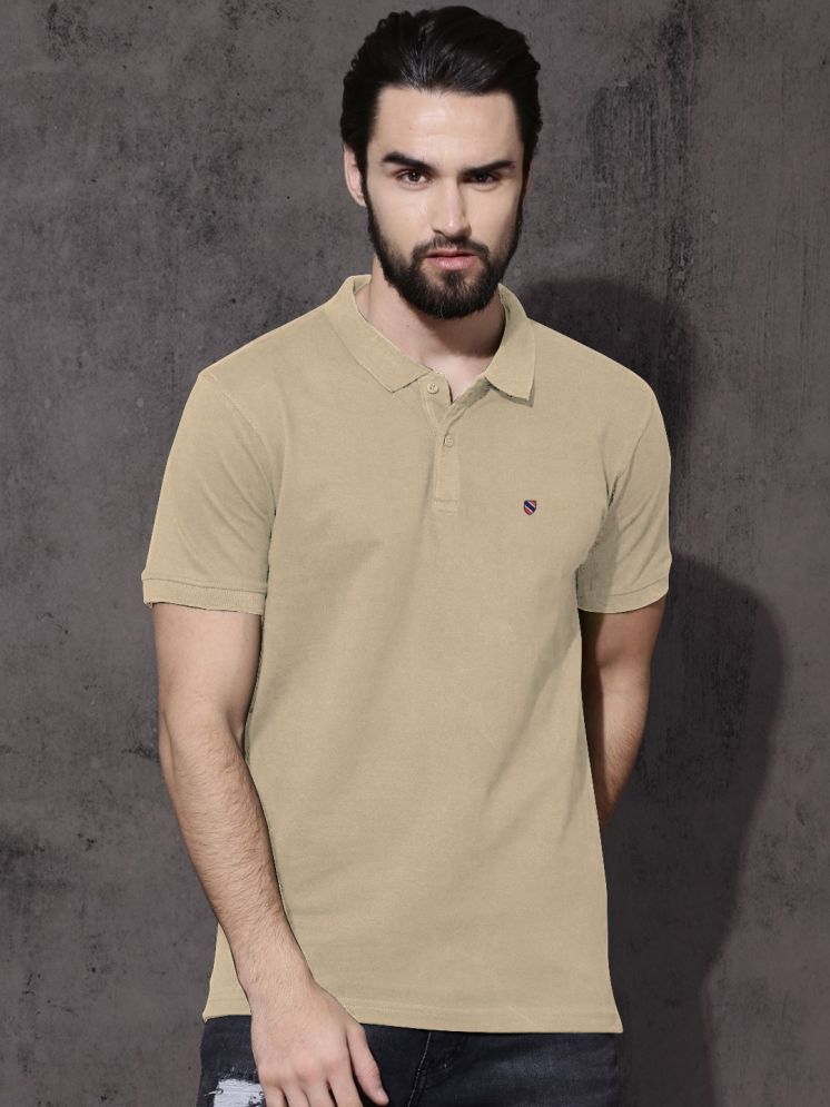     			AIN6 Pack of 1 Cotton Blend Regular Fit Solid Half Sleeves Men's Polo T Shirt ( Beige )